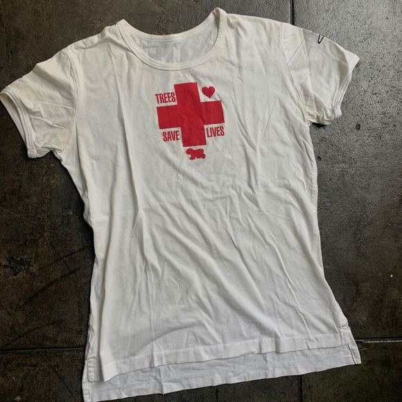 Vivienne Westwood Trees Save Lives Ringer T w/ Slight Tail and Embroidery Orb - Picture 1 of 11